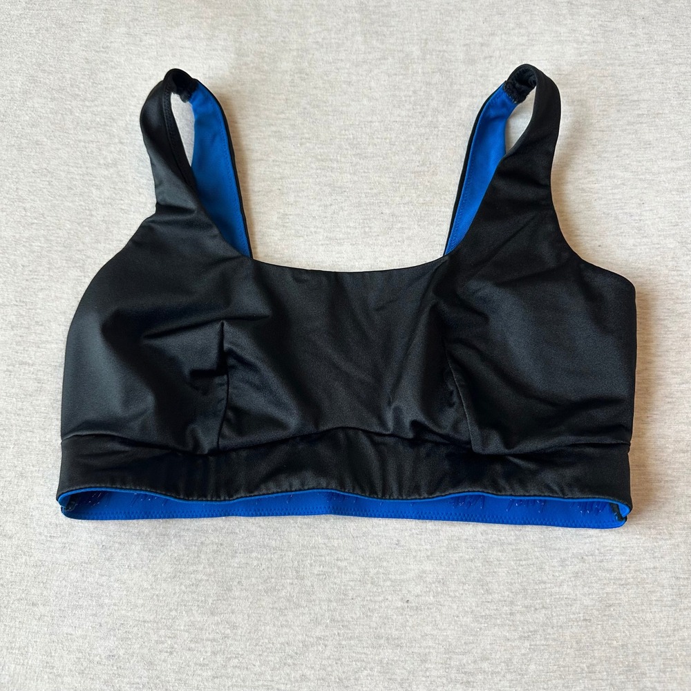 Yitty‎ Womens Sports Bra Black Blue Square Neck Small